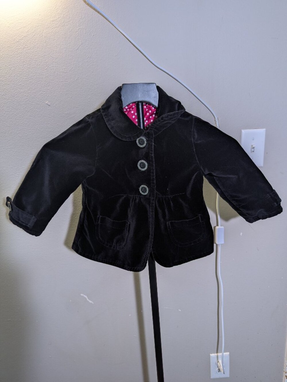 Carter's Black Velvet Button Coat